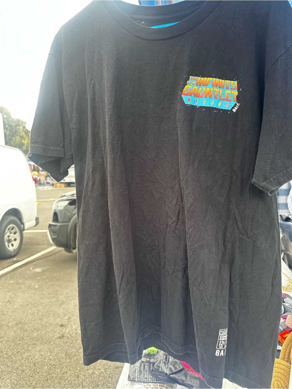 Marvel Black Short Sleeve Tee with Colorful 'Infinity Gauntlet' Logo